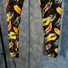 Load image into Gallery viewer, Soft Leggings with Blue and Yellow Feather Pattern, Size 2-12, 15J-L025