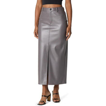 Load image into Gallery viewer, Gray Faux Leather Maxi Slit Skirt, Medium, 2L-138B008
