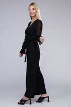 Load image into Gallery viewer, Nuvi Apparel Sheer sleeve and Wide leg Jumpsuit