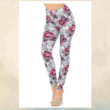 Load image into Gallery viewer, BLOOMING ROSE SKULL SOFT LEGGINGS 15I-L030