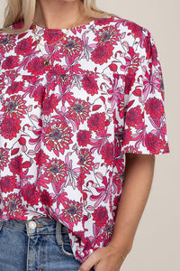 Nuvi Apparel Flutter Sleeve Floral Top