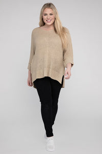 eesome Plus Size Crew Neck Knit Sweater