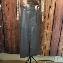 Load image into Gallery viewer, Gray Faux Leather Maxi Slit Skirt, Medium, 2L-138B008