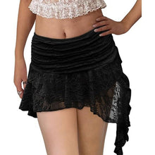 Load image into Gallery viewer, Y2K Lace Mini Skirt Low Rise Pleated Ruffle Short Skirt, M, 4C-144B001