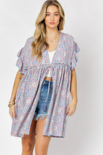 Load image into Gallery viewer, Davi &amp; Dani PRINTED SHORT SLEEVE RUFFLE KIMONO