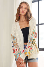 Load image into Gallery viewer, ADORA Plus Size Contrast Crochet Open Front Long Sleeve Cardigan