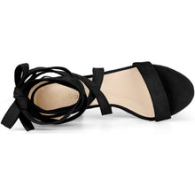 Load image into Gallery viewer, Allegra K Women's Lace Up Block Heels Black Sandals, 9.5, 21A-189S004