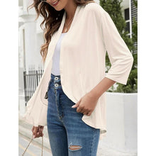 Load image into Gallery viewer, Shrug 3/4 Sleeve Lightweight Open Front Cream Cardigan, Medium, 22F-196T012