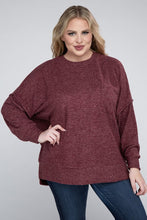 Load image into Gallery viewer, ZENANA Plus Brushed Melange Drop Shoulder Sweater