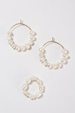 Lilou Natural pearl hoop ring and earring set