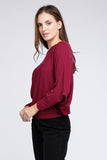 ZENANA Ribbed Batwing Long Sleeve Boat Neck Sweater