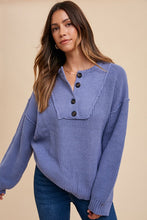 Load image into Gallery viewer, Annie Wear Half Button Ribbed Hem Sweater