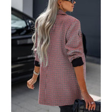 Load image into Gallery viewer, Notch Lapel Button Plaid Work Office Jacket Wool Pea Coat, XL, 19CC-200T001