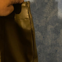 Load image into Gallery viewer, Stylish Dark Olive Faux Leather Mini Skirt, L, 2G-1312
