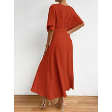 Load image into Gallery viewer, Half Sleeve Ruched Cocktail Evening A Line Long Dress, SMALL, 1KK-165D004