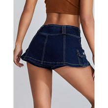 Load image into Gallery viewer, Casual A Line Flare Jean Denim Mini Skirt Skort With Pocket, Large, 7L-193B001