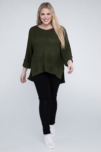 eesome Plus Size Crew Neck Knit Sweater