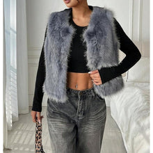 Load image into Gallery viewer, Sleeveless Faux Fur Open Front Cardigan, Small, 21D-195T005