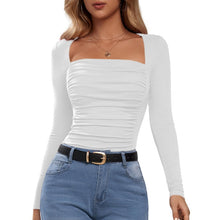 Load image into Gallery viewer, Ruched Fitted Sexy Square Neck Top, 2XL, 1FF-180T003
