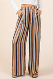 Mittoshop Striped Satin Elastic Waist Wide Leg Pants