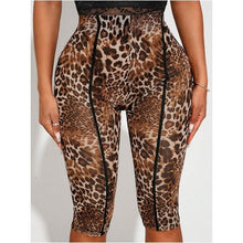 Load image into Gallery viewer, Y2K Leopard Mesh Cropped Leggings, Large, 22F-198B003