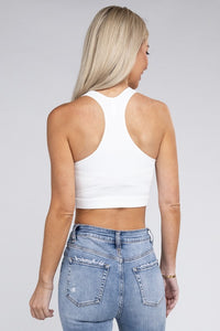 ZENANA Ribbed Cropped Racerback Tank Top