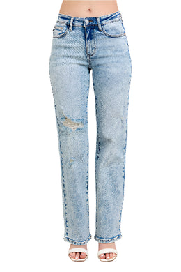 Mineral Wash Destroy 90's Straight Jeans Front