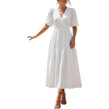 Load image into Gallery viewer, V Neck Maxi Smocked Long Formal A-Line Dress, SMALL, 1G-142D013