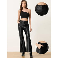 Load image into Gallery viewer, Faux Leather High Waist Bell Bottom Flared Long PU Pants, SIZE XL, 1EE-165B002