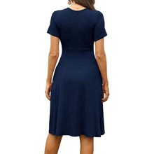 Load image into Gallery viewer, Short Sleeve Casual V Neck Dress, SIZE XS, 19B-175D002