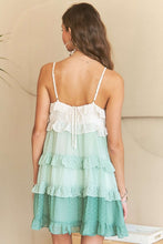 Load image into Gallery viewer, ADORA Swiss Dot Ruffled Tiered Mini Dress