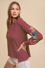 Load image into Gallery viewer, Annie Wear Embroidered Long Sleeve French Terry Top