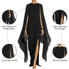 Load image into Gallery viewer, Elegant High Split Flare Sleeve Formal Maxi Dress with Cape, 6I-189D002