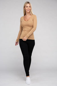 Ambiance Apparel Essential V-Neck Long Sleeve T-Shirt