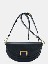 Load image into Gallery viewer, Buckle Closure Crescent Faux Leather Crossbody Bag