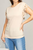 Nuvi Apparel Fringe trim tee shirt