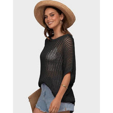 Load image into Gallery viewer, Crochet Short Sleeve Mesh Knit Sweater, SIZE XS, 20D-170T012