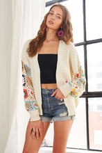 Load image into Gallery viewer, ADORA Plus Size Contrast Crochet Open Front Long Sleeve Cardigan