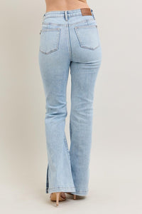 Tummy Control Vintage Wash Side Slit Slim Boot Jeans Back
