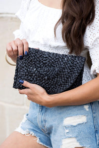 Aili's Corner Fold Over Straw Clutch