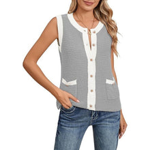 Load image into Gallery viewer, Pink Queen Sleeveless Knit Crewneck Button Down Tank sweater, 1Q-135T002