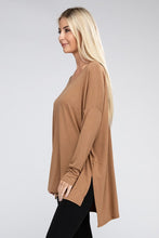 Load image into Gallery viewer, ZENANA Dolman Long Sleeve V-Neck Side Slit Hi-Low Hem Top