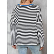 Load image into Gallery viewer, Long Sleeve Shirts Oversized Crewneck Striped Pullover Shirt, Small, 12H-190T003