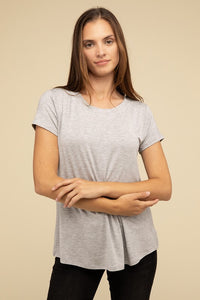 ZENANA Round Hem Rayon Short Sleeve Top