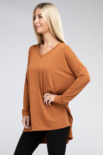 Load image into Gallery viewer, ZENANA Dolman Long Sleeve V-Neck Side Slit Hi-Low Hem Top