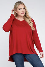 Load image into Gallery viewer, ZENANA Plus Dolman Sleeve V-Neck Side Slit Hi-Low Hem Top