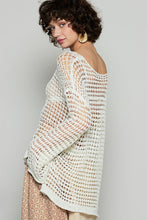 Load image into Gallery viewer, POL Side Slit Openwork Long Sleeve Knit Cover Up