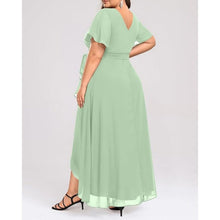 Load image into Gallery viewer, Formal Chiffon Short Sleeve High Low Dress, Size 14W, 23I-200D002