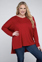 Load image into Gallery viewer, ZENANA Plus Dolman Sleeve V-Neck Side Slit Hi-Low Hem Top