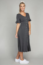 Load image into Gallery viewer, Nuvi Apparel Button Trim Knit Midi Dress